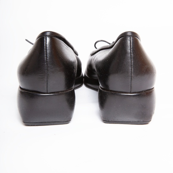 CHANEL Black Leather Mini Wedge Flats - Picture 5 of 6
